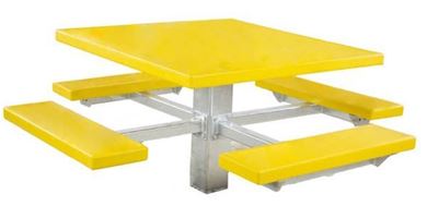 Commercial Picnic Table | Fiberglass & Welded Frame | J2 Series (Length: 6  feet, Color Options: Forest Green FG, Frame Finish: Galvanized)