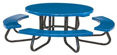 48" Round Fiberglass Picnic Table with Galvanized 1 5/8" Steel Frame