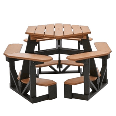 FP1024 - Pub Hexagonal Recycled Plastic Picnic Table With Bar Height Seats - Black