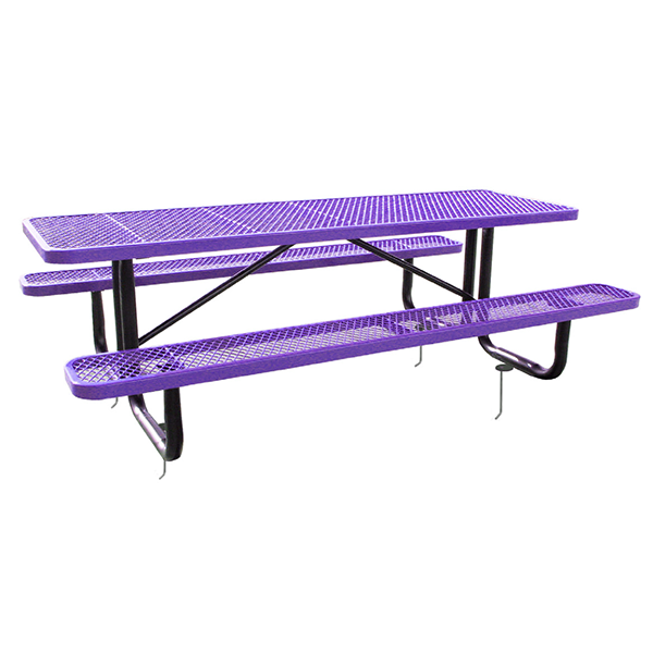 6 FT. Rectangle Thermoplastic Expanded Steel Picnic Table with Black ...